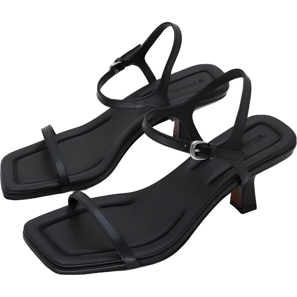 Vince Coco Leather Heeled Sandals Black Womens Dress Strappy US 8.5 EU 39 - Picture 2 of 6